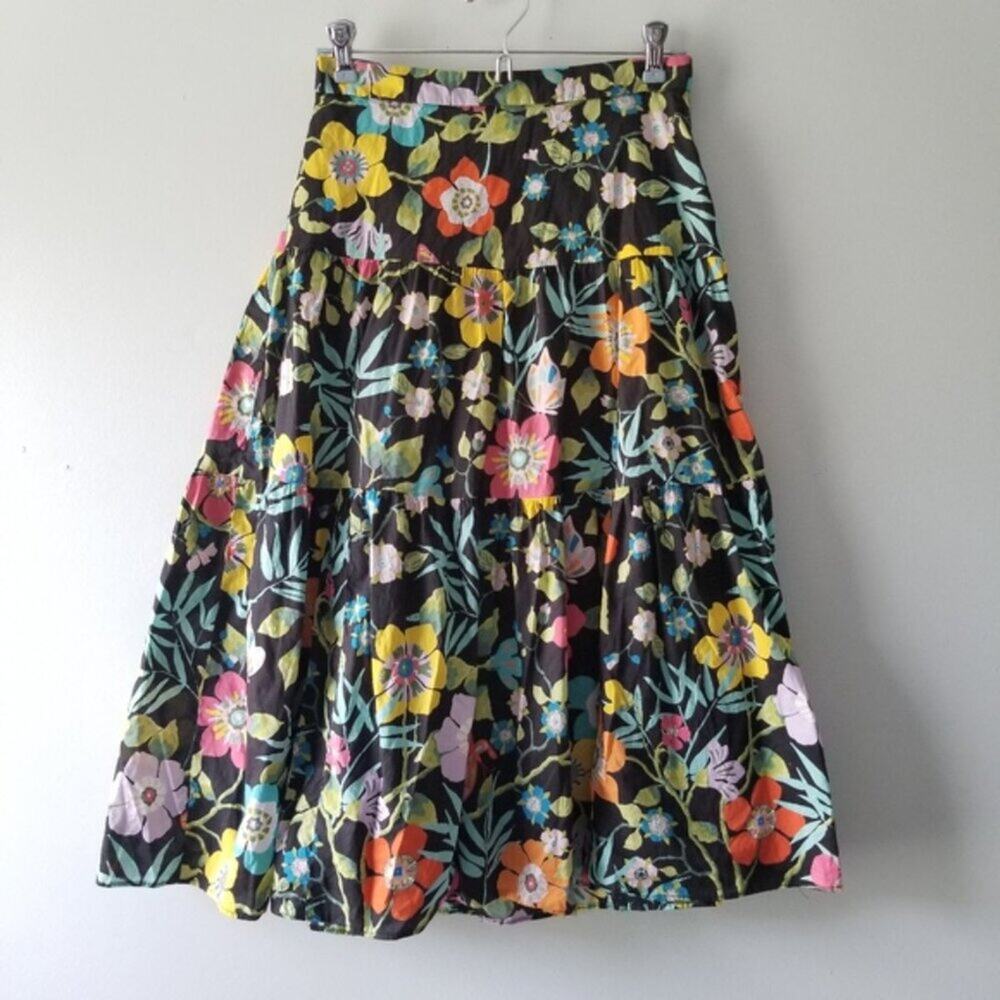 J.Crew Liberty London Tawna Pavilion Tiered Midi Floral Skirt XS 0 Cottage 90s - Picture 3 of 10